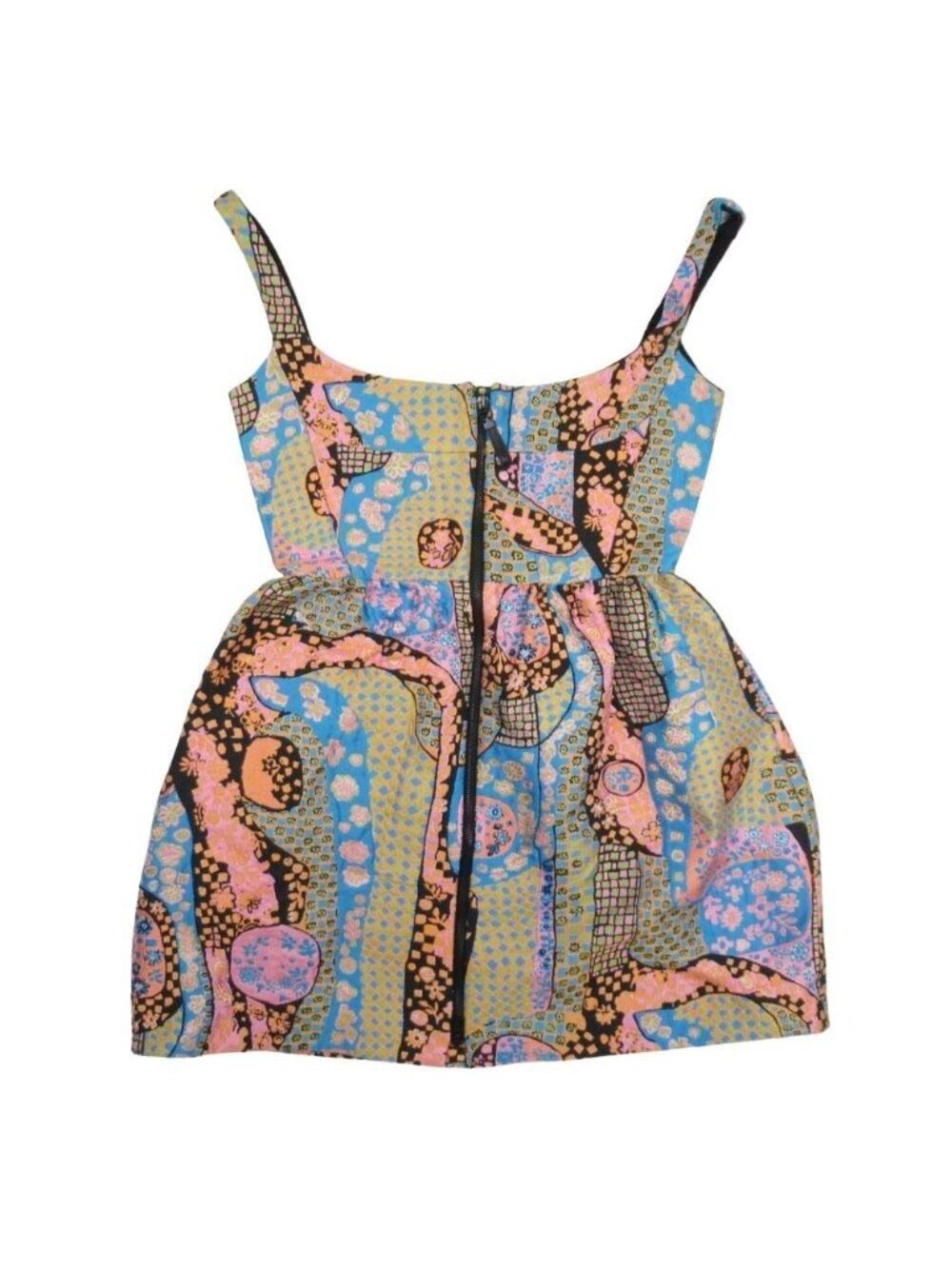 Dior Sample All Over Print Jacquard Mini Dress Front Zip Multi 36